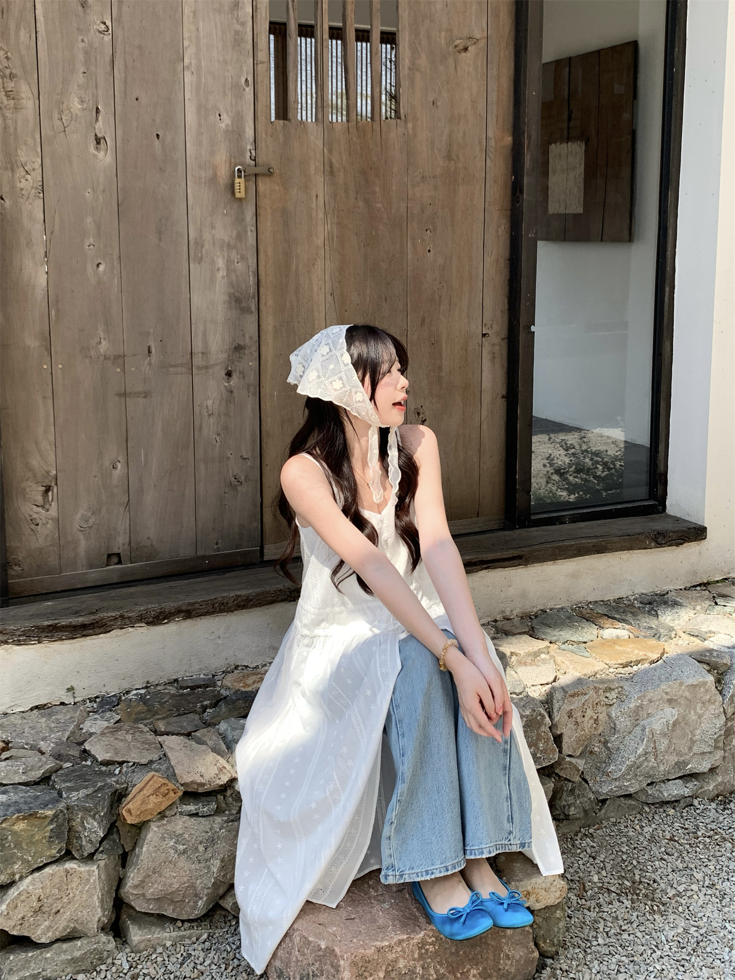 Embroidered Jacquard Sleeveless Slip Dress - Image 3