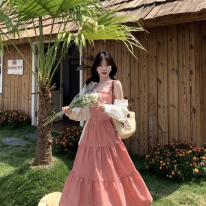 French Style Plaid Sleeveless Tiered Cami Dress for Summer Vacation