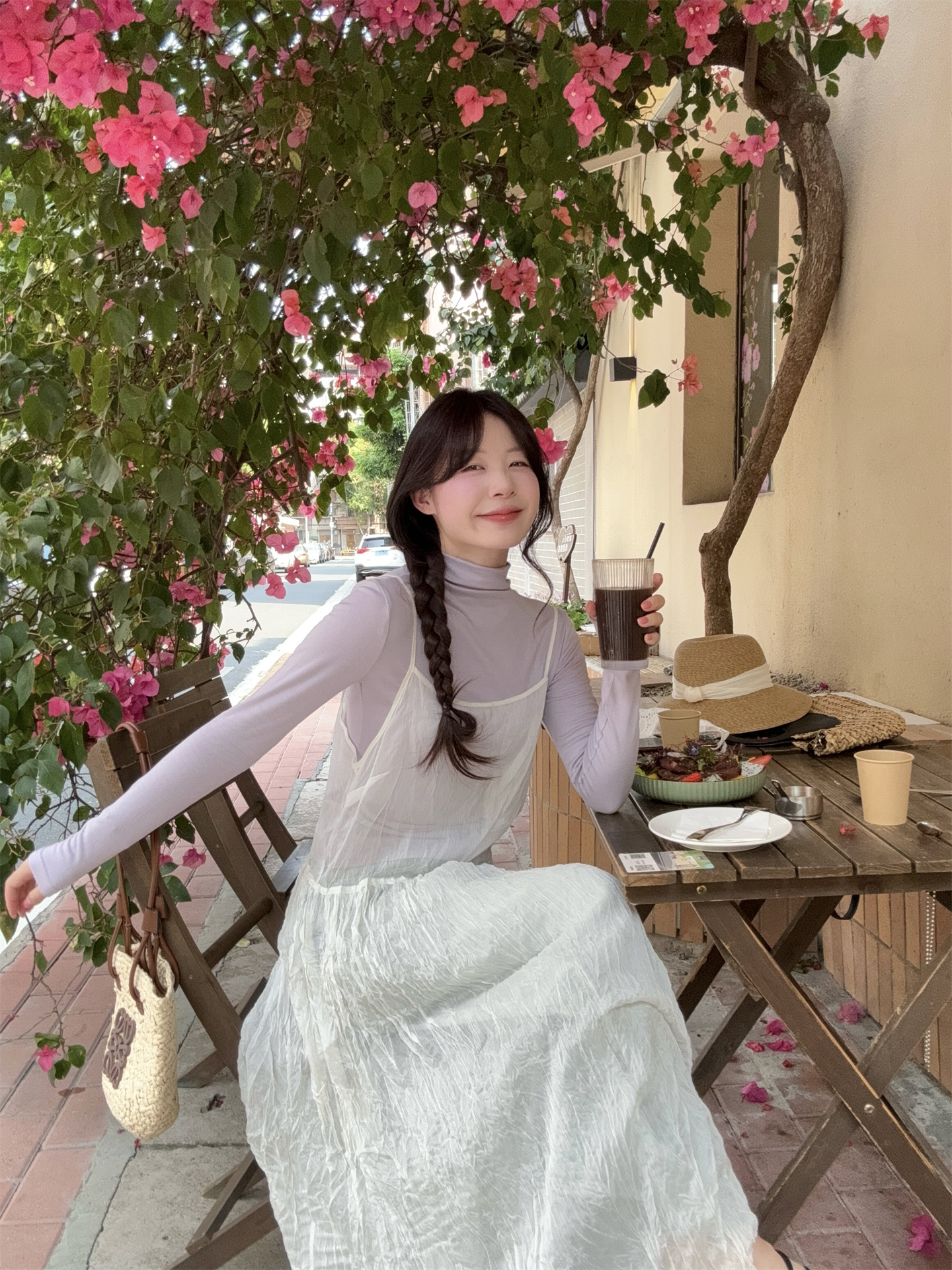 Sweet Half Turtleneck Long Sleeve Top and Layered Cami Dress Two Piece Set - Image 3