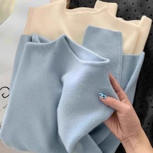 Women's Soft Knit Long Sleeve Mock Neck Base Layer Top Korean Style Winter Sweater
