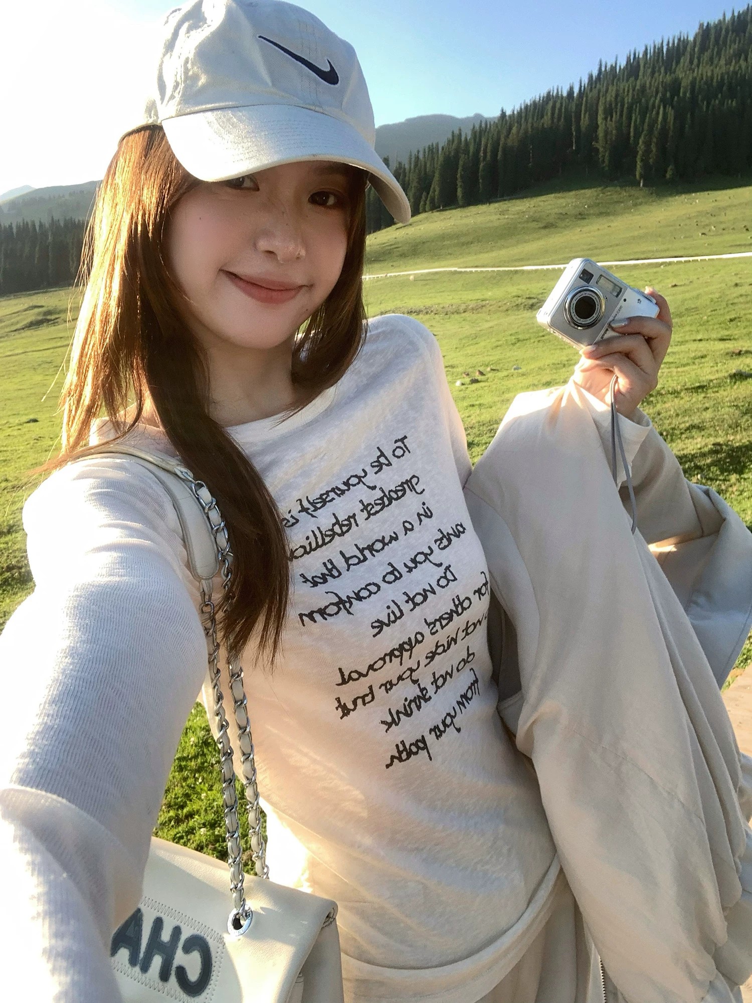 Women's Casual Long Sleeve T-Shirt with Letter Print and Drawstring
